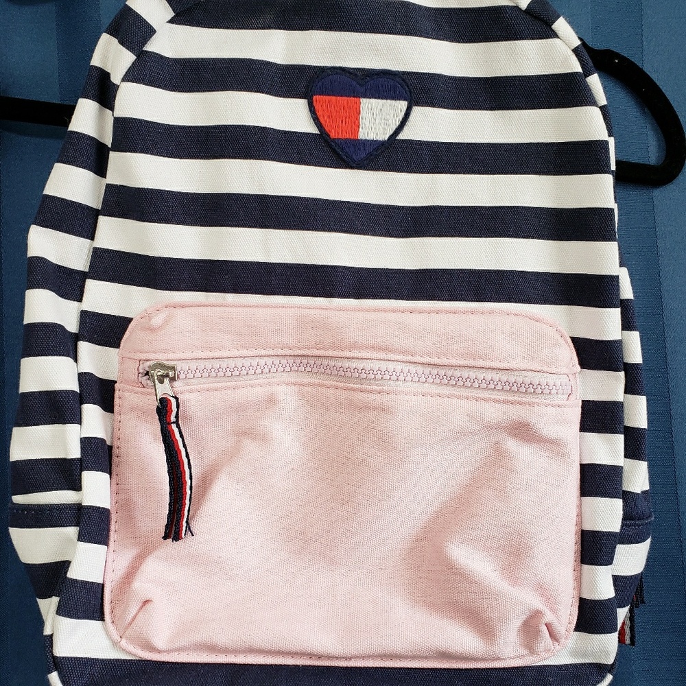 Tommy Hilfiger Navy and White Striped Back Pack